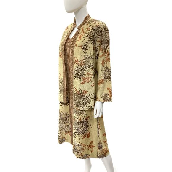 Vintage Alfred Shaheen 2Piece Set Dress+Cover Up Women’s SZ XL/ 1X Metallic Gold - Picture 2 of 9